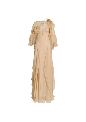 Alberta Ferretti ruffled silk gown - Neutrals