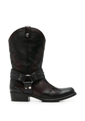 Versace harness-detail embroidered boots - Black