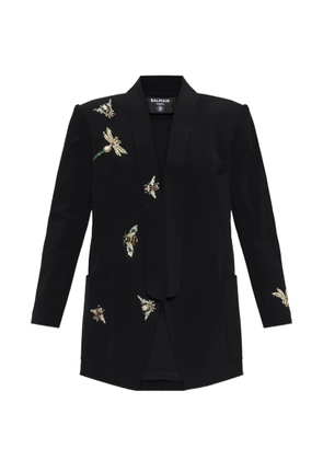 Balmain crystal-embellished shawl-lapel blazer - Black