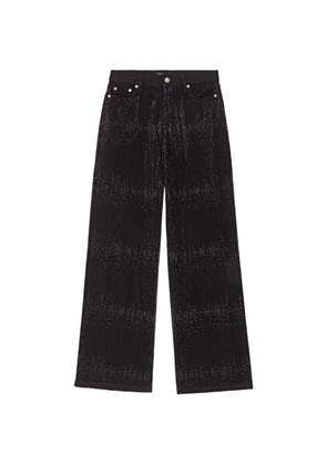 Maje rhinestone-embellished wide-leg jeans - Black