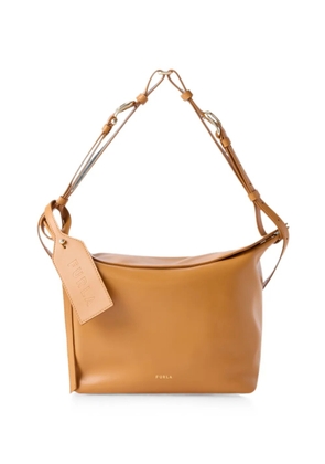 Furla M logo-print leather shoulder bag - Brown