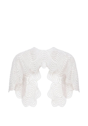 Gemy Maalouf embroidered scalloped-edge bolero - White