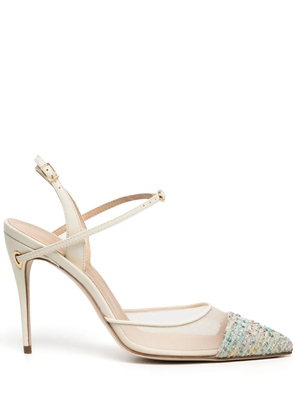 Jennifer Chamandi Vittorio 105mm tweed pumps - White