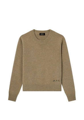 A.P.C. logo-embroidered wool sweater - Neutrals
