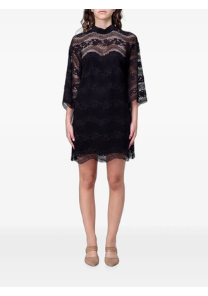 TWINSET lace-overlay three-quarter sleeve mini dress - Black