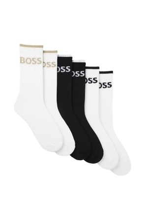 BOSS logo-intarsia ribbed-knit socks - White