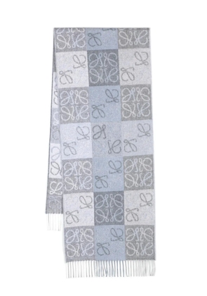 LOEWE Anagram-jacquard wool-blend scarf - Blue