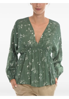 SAMSOE SAMSOE floral-print puff-sleeve blouse - Green