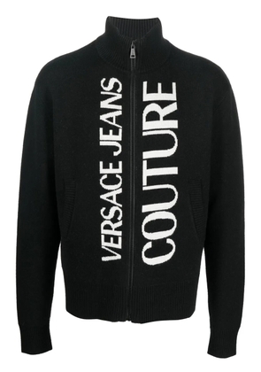 Versace Jeans Couture logo-embroidered zipped cardigan - Black
