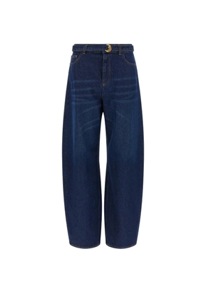 TWINSET belted barrel-leg tapered jeans - Blue
