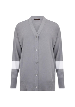 Moorer stripe-detail V-neck cardigan - Grey