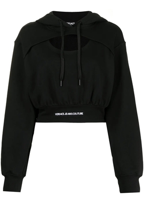 Versace Jeans Couture logo-waistband cut-out hoodie - Black