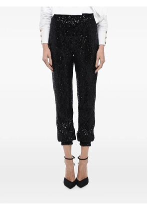 In The Mood For Love sequin-embellished cropped trousers - Black