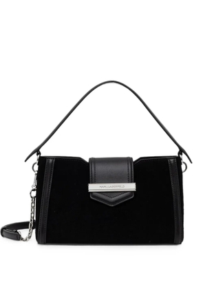 Karl Lagerfeld suede-panelled shoulder bag - Black