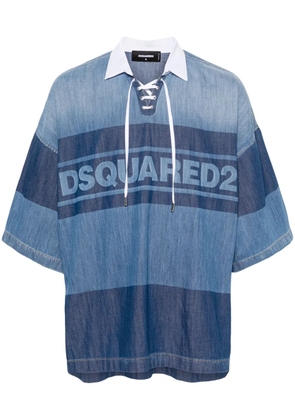 DSQUARED2 logo-print denim polo shirt - Blue