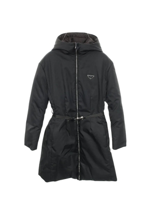 Prada Pre-Owned 2010s triangular-logo hooded coat - Black