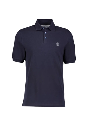 Brunello Cucinelli logo-embroidered cotton polo shirt - Blue