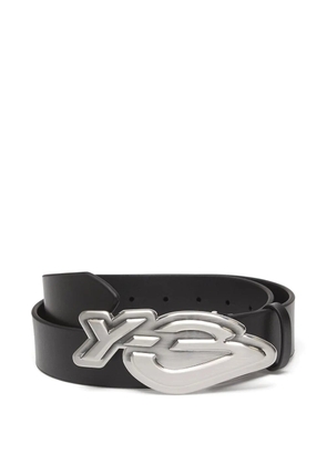 Y-3 logo-plaque leather belt - Black