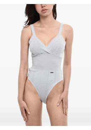 DSQUARED2 pointelle-knit V-neck bodysuit - Grey