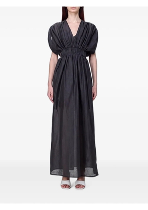 120% Lino elasticated-waist braided-belt maxi dress - Grey