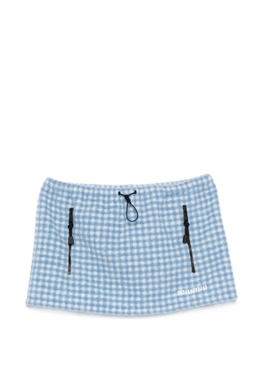 Miu Miu Vichy gingham drawstring-waist fleece mini skirt - White