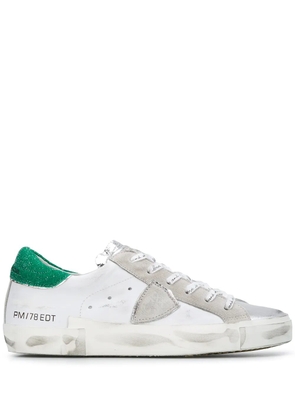 Philippe Model Paris metallic distressed flat sneakers - White