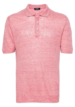 Barba mélange linen polo shirt - Pink