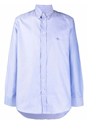 ETRO long-sleeved embroidered logo shirt - Blue