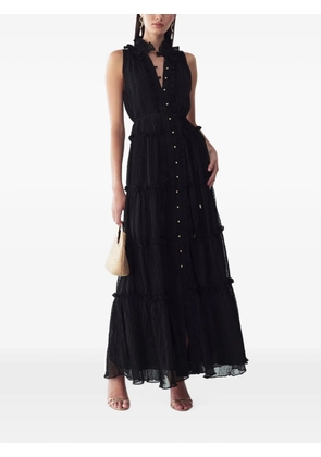 ST MRLO Omaha ruffled tiered maxi dress - Black