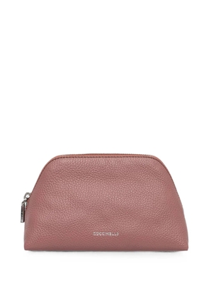 Coccinelle medium Helga grained leather make-up bag - Pink