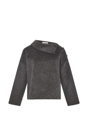 Yves Salomon button-shoulder funnel-neck blouse - Grey
