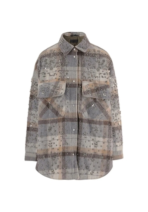 Stella McCartney check-pattern embroidered jacket - Grey