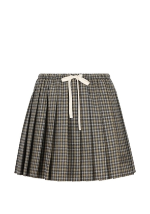 Miu Miu check pleated mini skirt - Neutrals