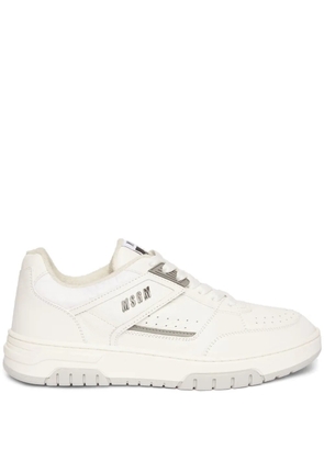 MSGM ogo-print leather sneakers - White