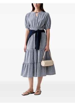 Barbour Ashwell gingham-check tiered midi dress - Blue