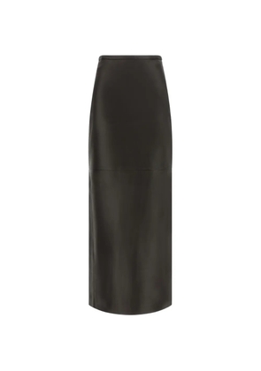 Co high-waisted panelled leather midi skirt - Black