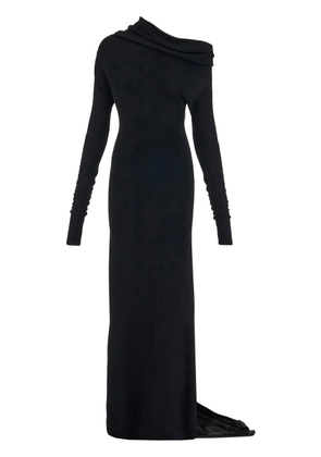 Ferragamo draped one-shoulder gown - Black