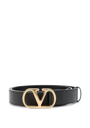 Valentino Garavani logo-buckle leather belt - Black