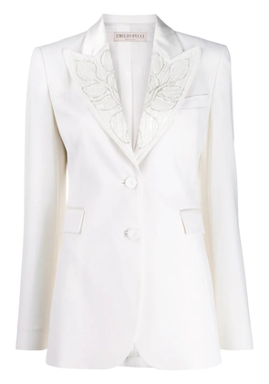 PUCCI bead embellished lapel blazer - White