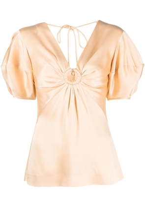 Stella McCartney puff-sleeve ruched blouse - Neutrals