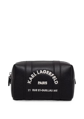 Karl Lagerfeld logo-embroidered grained-texture make up bag - Black