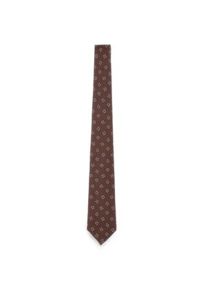 Kiton floral-pattern silk tie - Brown