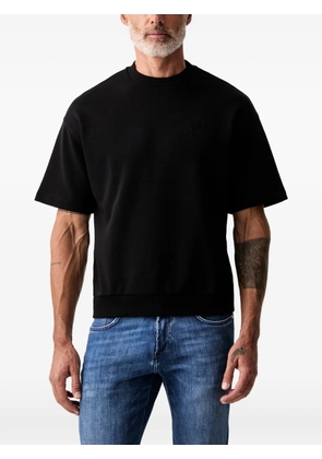 Karl Lagerfeld logo-embroidered ribbed-trim T-shirt - Black