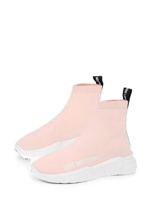 Moschino logo-print high-top sneakers - Pink