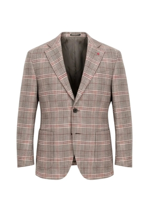 Isaia check-pattern notched-lapels blazer - Brown