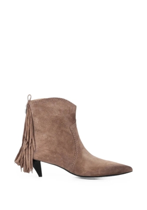 PINKO fringe-detail suede ankle boots - Brown
