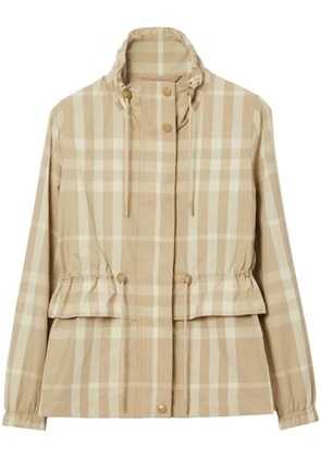 Burberry funnel-neck check jacket - Neutrals