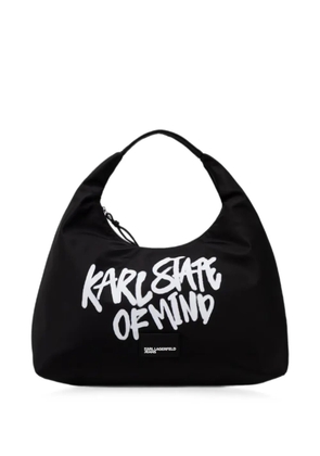 Karl Lagerfeld Jeans graffiti-print logo-patch tote bag - Black