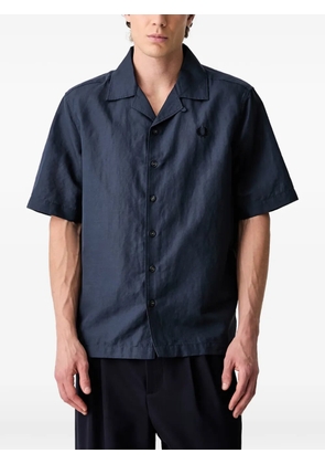 Fred Perry embroidered-logo camp-collar shirt - Blue