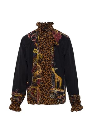ETRO animal-print silk top - Black
